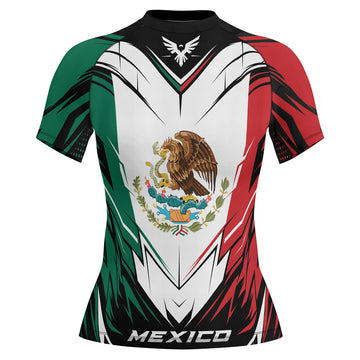 Rashninja Patriot Mexico Flag Women's Short Sleeve Rash Guard