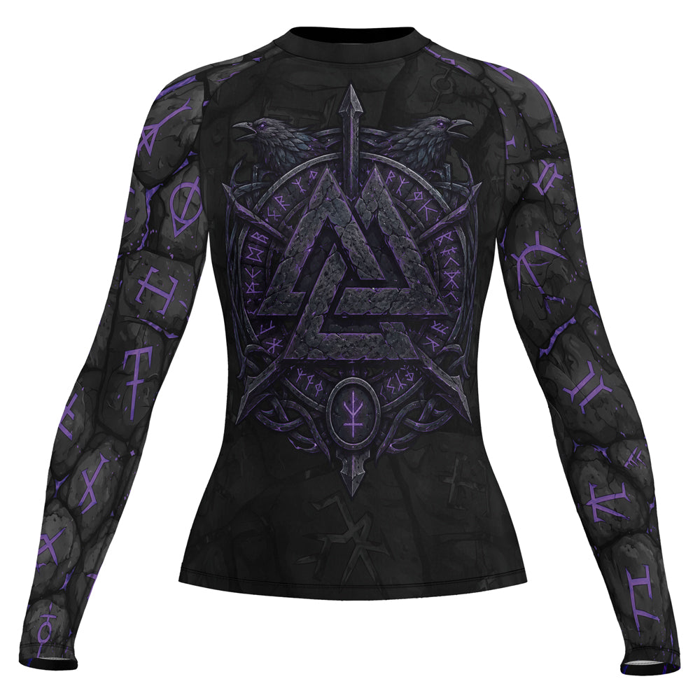 Rashninja Viking Raven Vegvisir Women's Long Sleeve Rash Guard