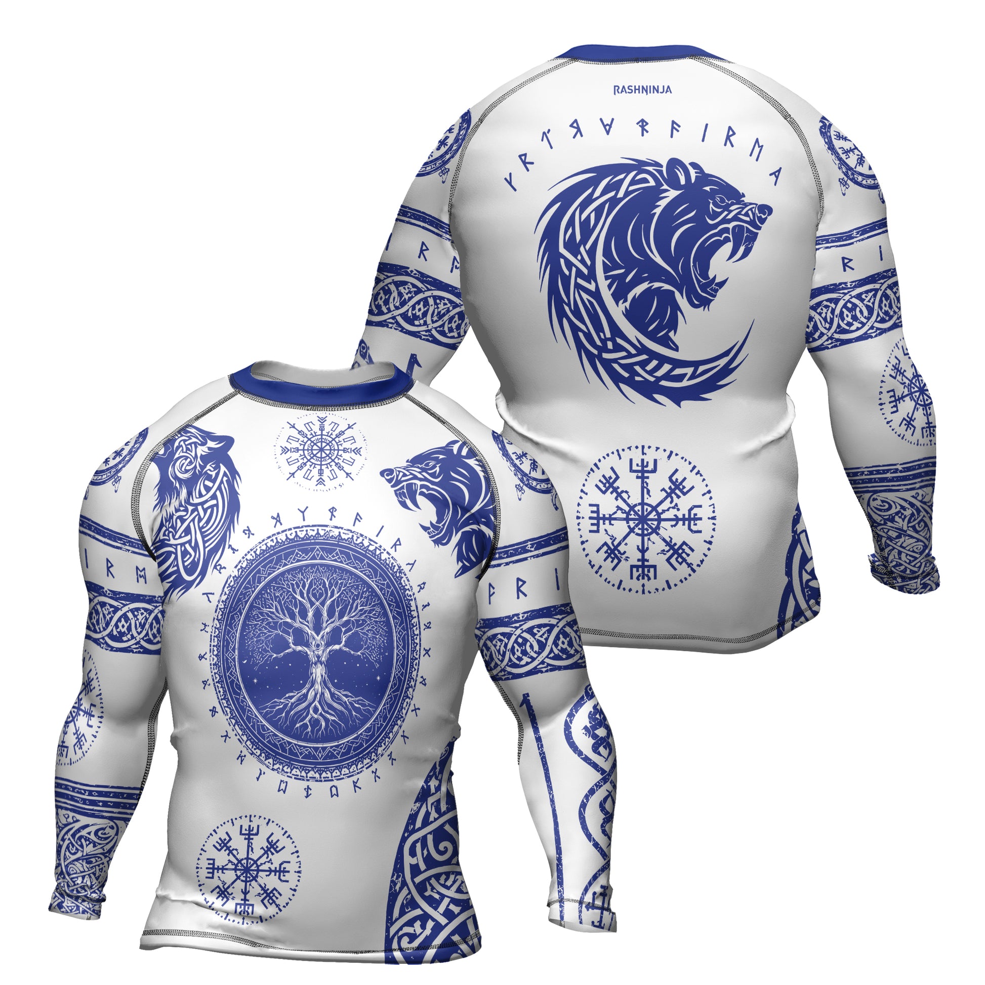 Rashninja Yggdrasil Bear Viking Men's Long Sleeve Rash Guard
