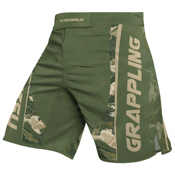 Rashninja Green Wave Camouflage Men's Fight Shorts