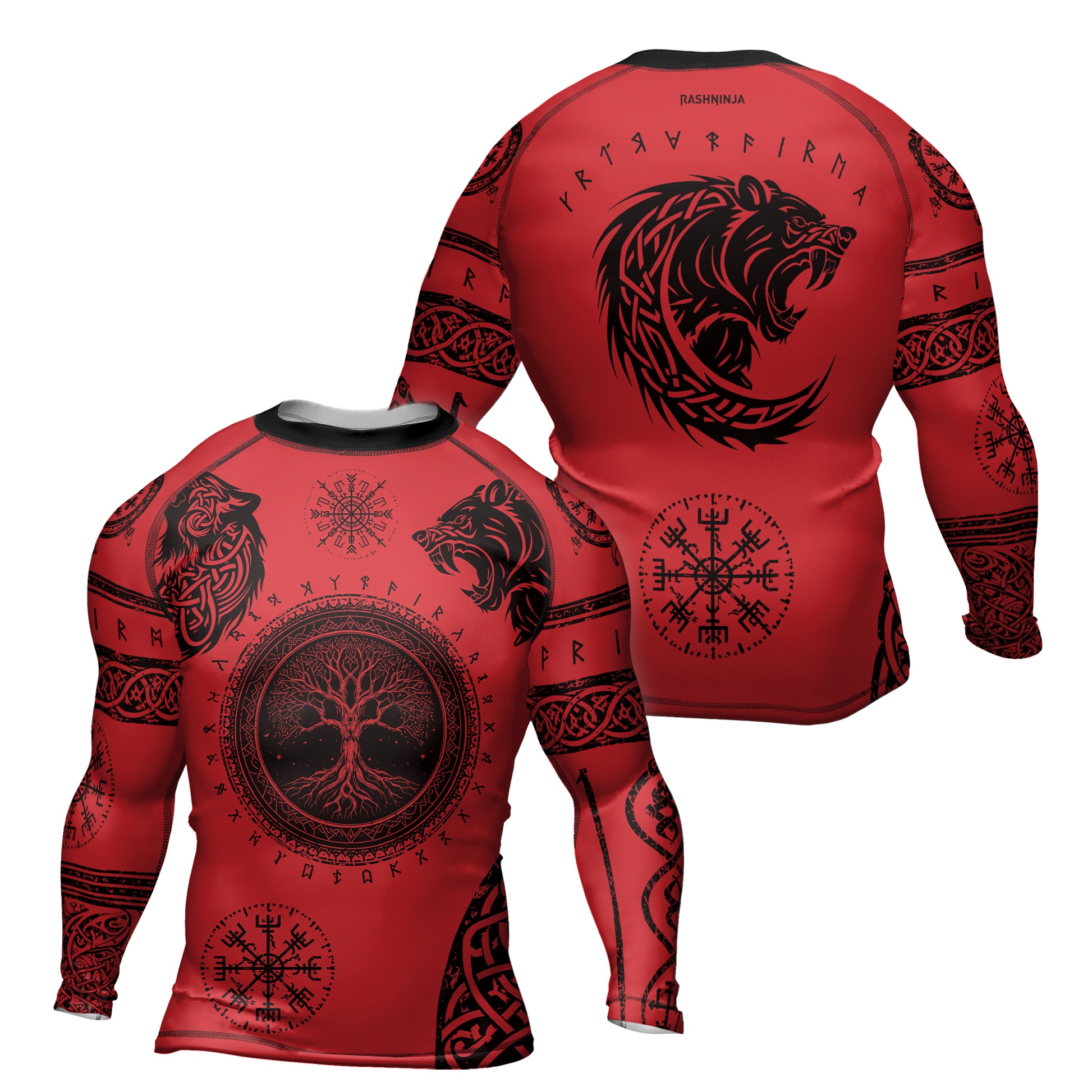 Rashninja Yggdrasil Bear Viking Men's Long Sleeve Rash Guard