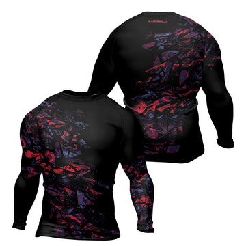 Rashninja Red Cyber Marble Men's Long Sleeve Rash Guard