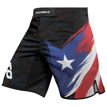 Rashninja Patriot Puerto Rico Flag Men's Fight Shorts