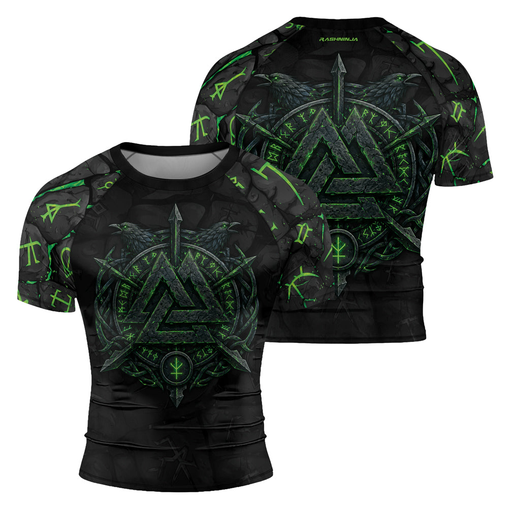 Rashninja Viking Raven Vegvisir Men's Short Sleeve Rash Guard