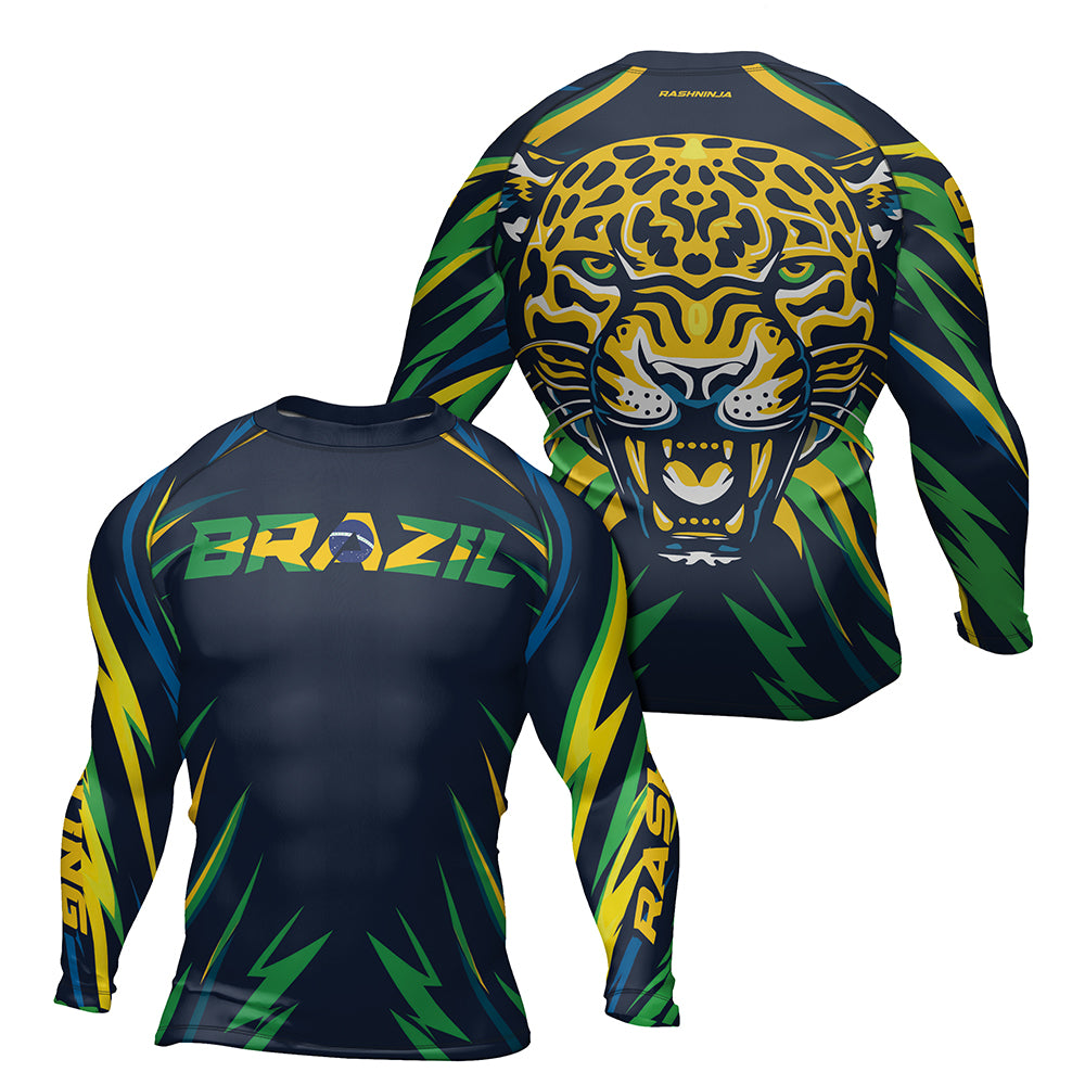Rashninja Patriot Brazil Flag Men's Long Sleeve Rash Guard
