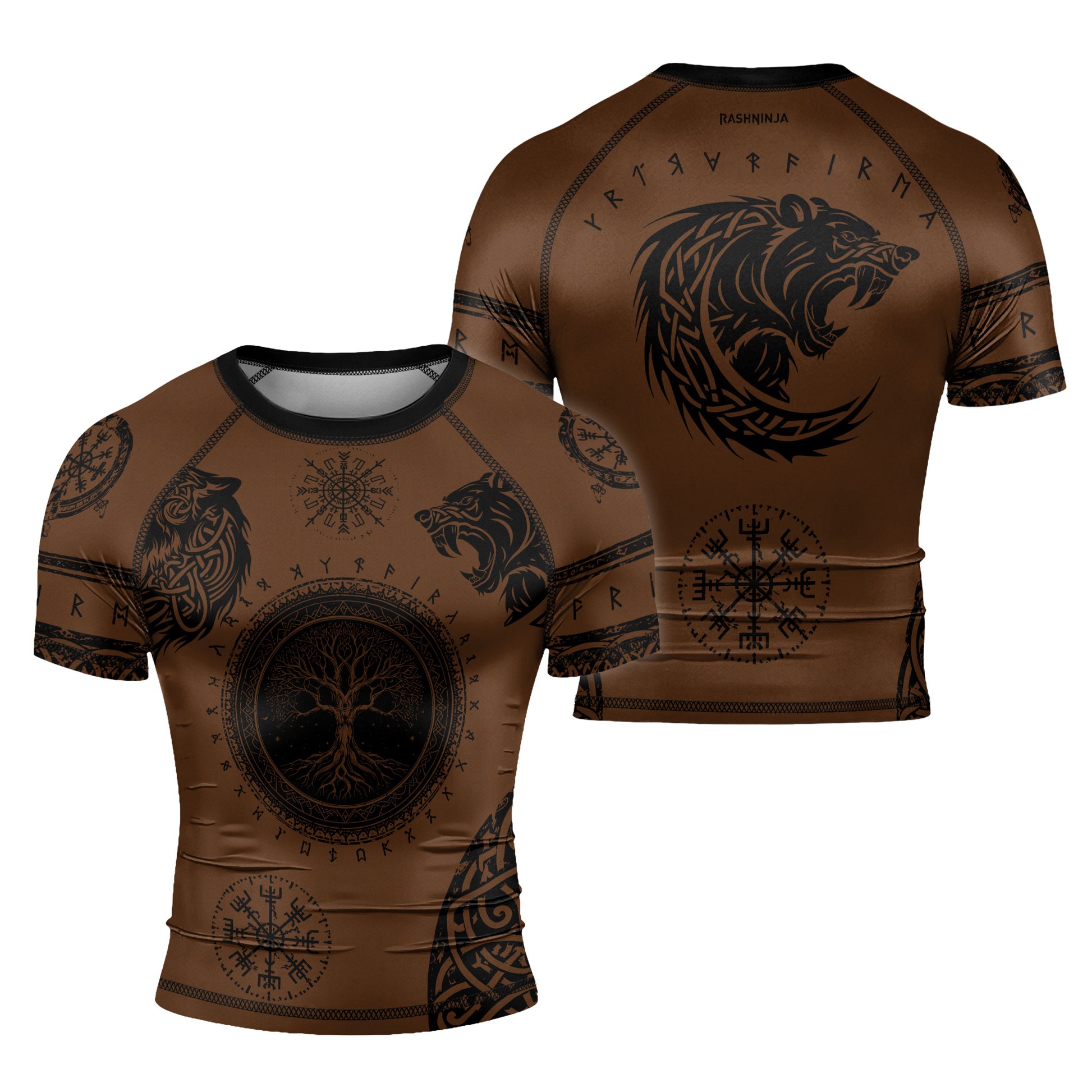 Rashninja Yggdrasil Bear Viking Men's Short Sleeve Rash Guard