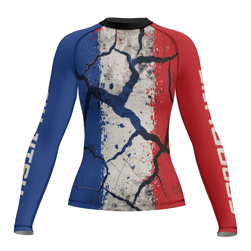 Rashninja Patriot France Flag Women's Long Sleeve Rash Guard