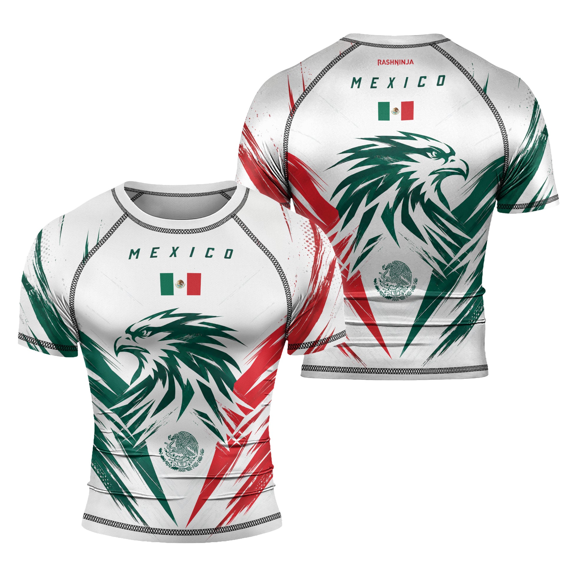 Rashninja Patriot Mexico Flag Men's Short Sleeve Rash Guard