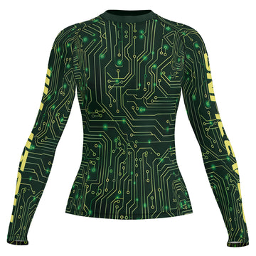 Rashninja Green Cyber Circuit Women's Long Sleeve Rash Guard