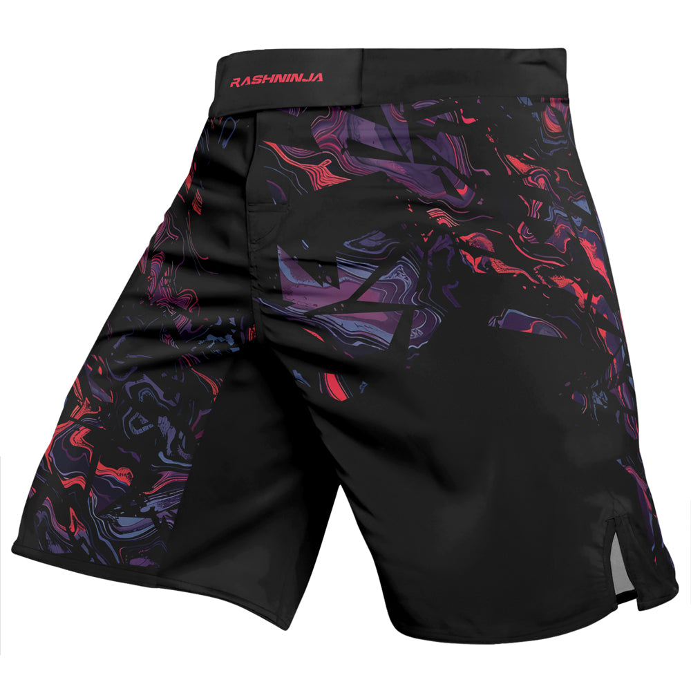 Rashninja Red Cyber Marble Men's Fight Shorts