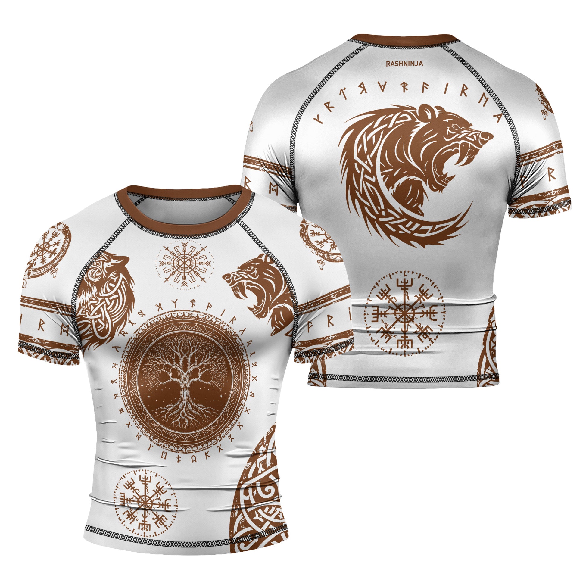Rashninja Yggdrasil Bear Viking Men's Short Sleeve Rash Guard