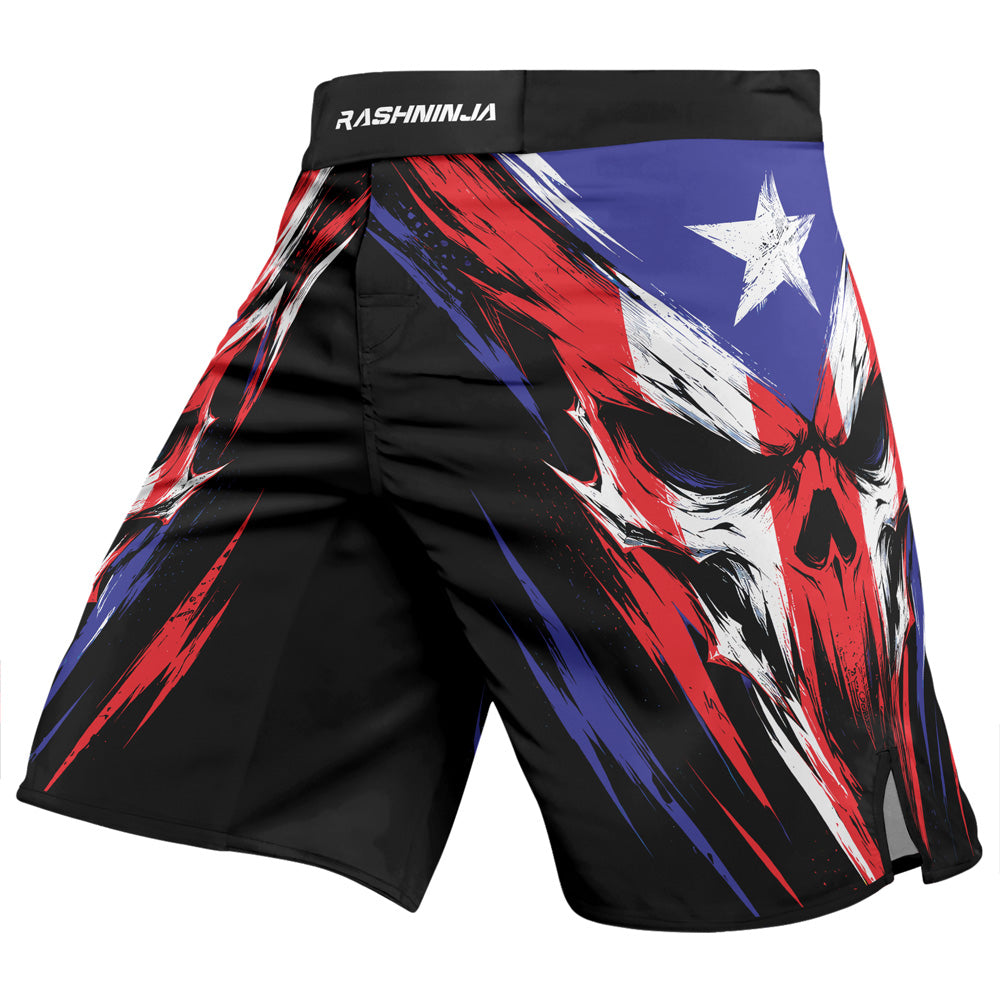 Rashninja Patriot Puerto Rico Flag Men's Fight Shorts