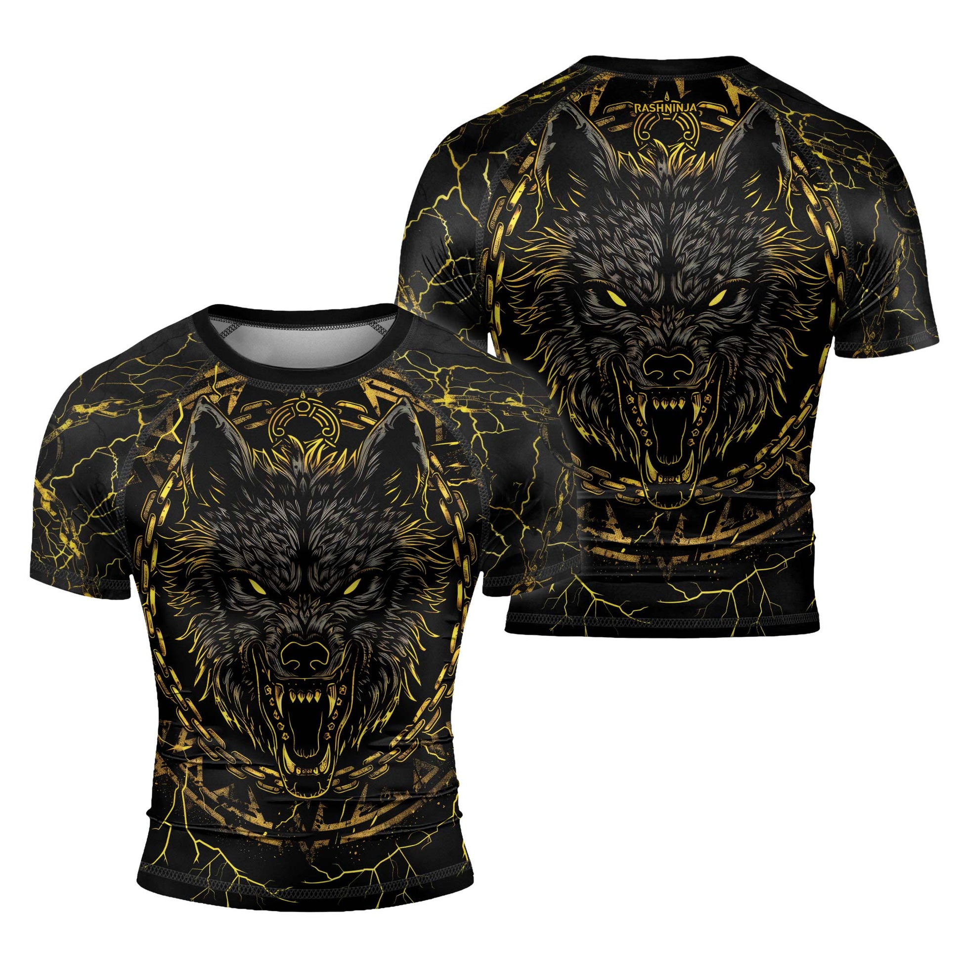 Rashninja Viking Fenrir Wol Men's Short Sleeve Rash Guard
