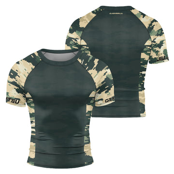 Rashninja Digital Green Camouflage Men's Short Sleeve Rash Guard
