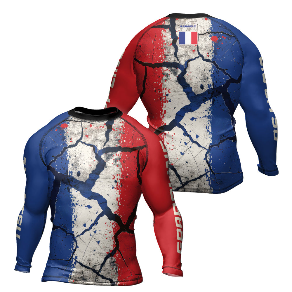Rashninja Patriot France Flag Men's Long Sleeve Rash Guard