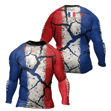 Rashninja Patriot France Flag Men's Long Sleeve Rash Guard
