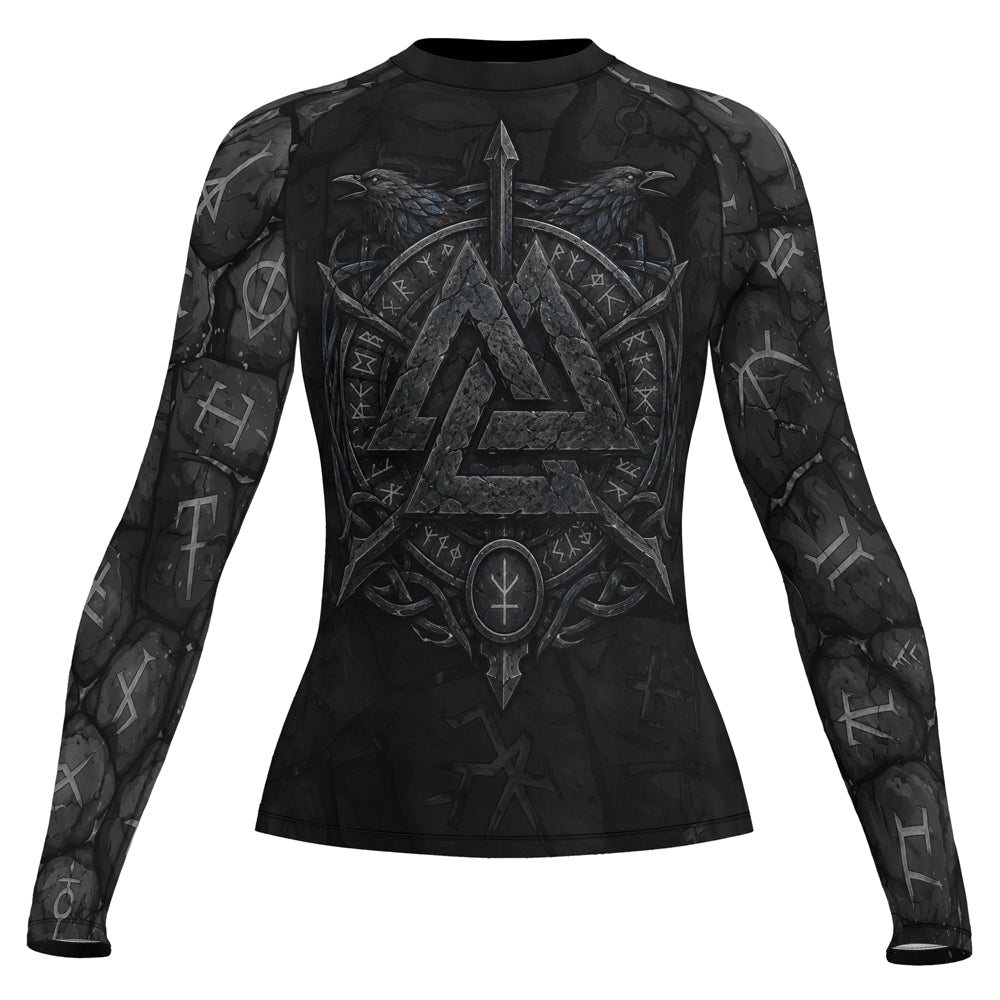 Rashninja Viking Raven Vegvisir Women's Long Sleeve Rash Guard