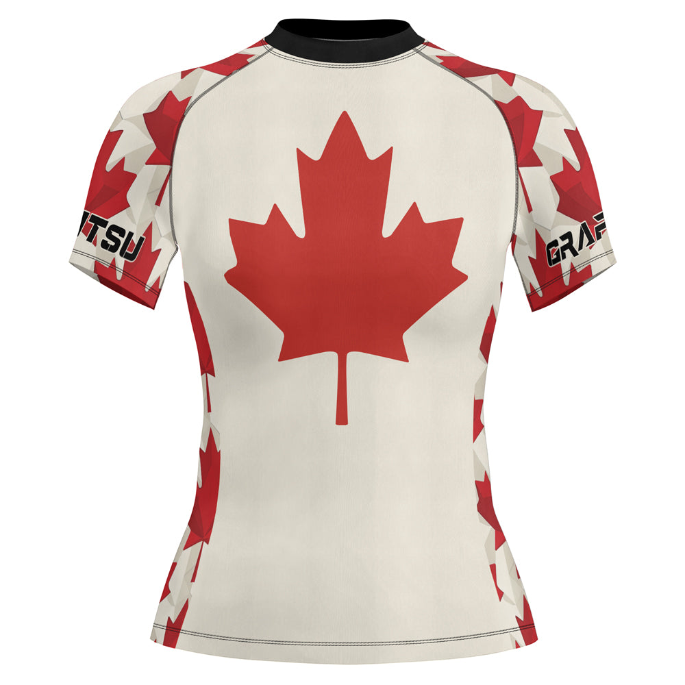 Rashninja Patriot Canada Flag Women's Short Sleeve Rash Guard