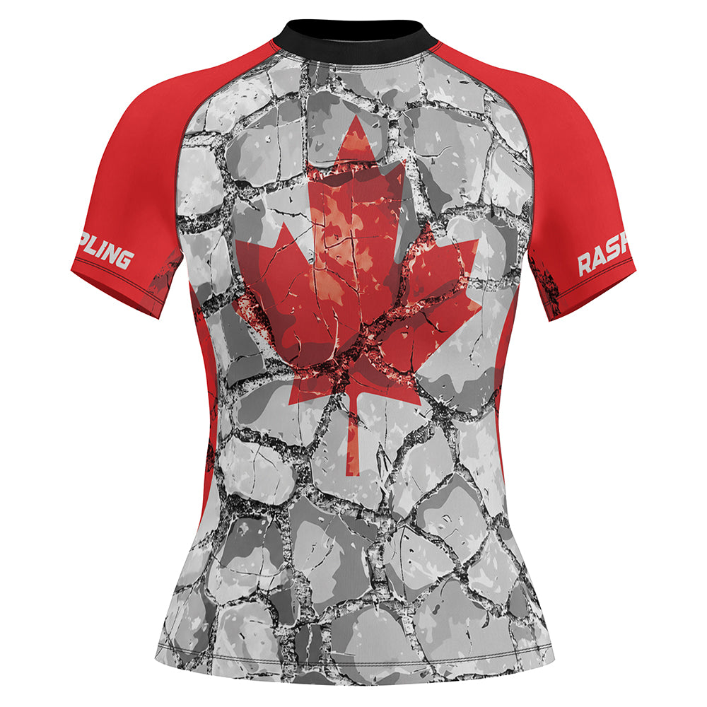 Rashninja Patriot Canada Flag Women's Short Sleeve Rash Guard