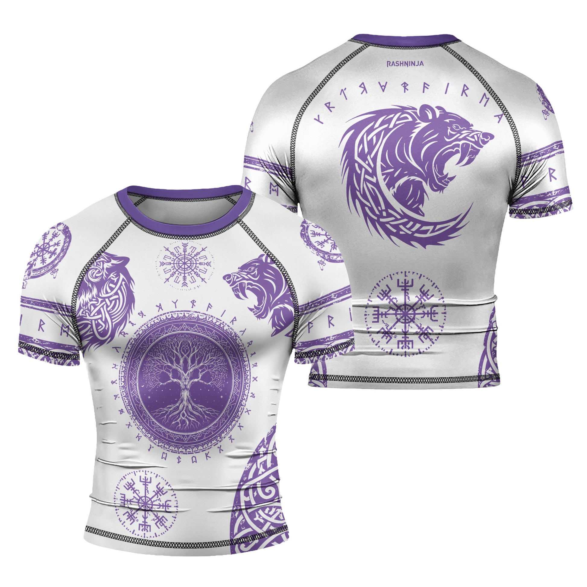 Rashninja Yggdrasil Bear Viking Men's Short Sleeve Rash Guard
