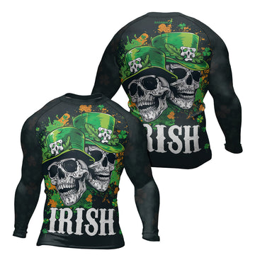 Rashninja Irish Leprechaun Skull Men's Long Sleeve Rash Guard