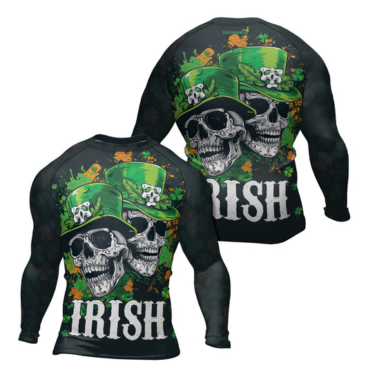 Rashninja Irish Leprechaun Skull Men's Long Sleeve Rash Guard