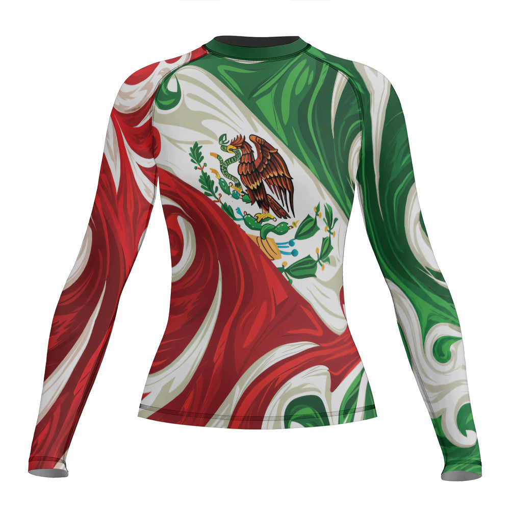 Rashninja Patriot Mexico Flag Women's Long Sleeve Rash Guard
