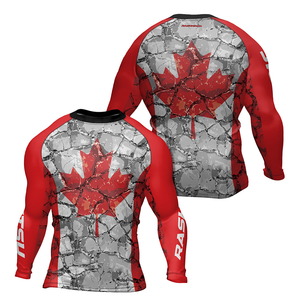 Rashninja Patriot Canada Flag Men's Long Sleeve Rash Guard