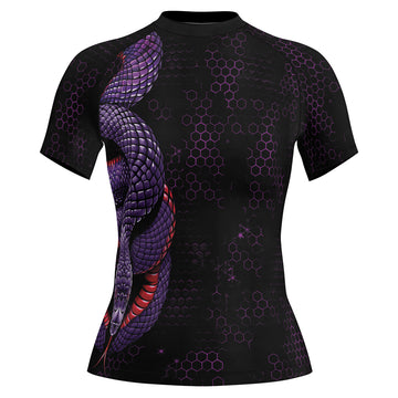 Rashninja Purple Snake Women's Short Sleeve Rash Guard
