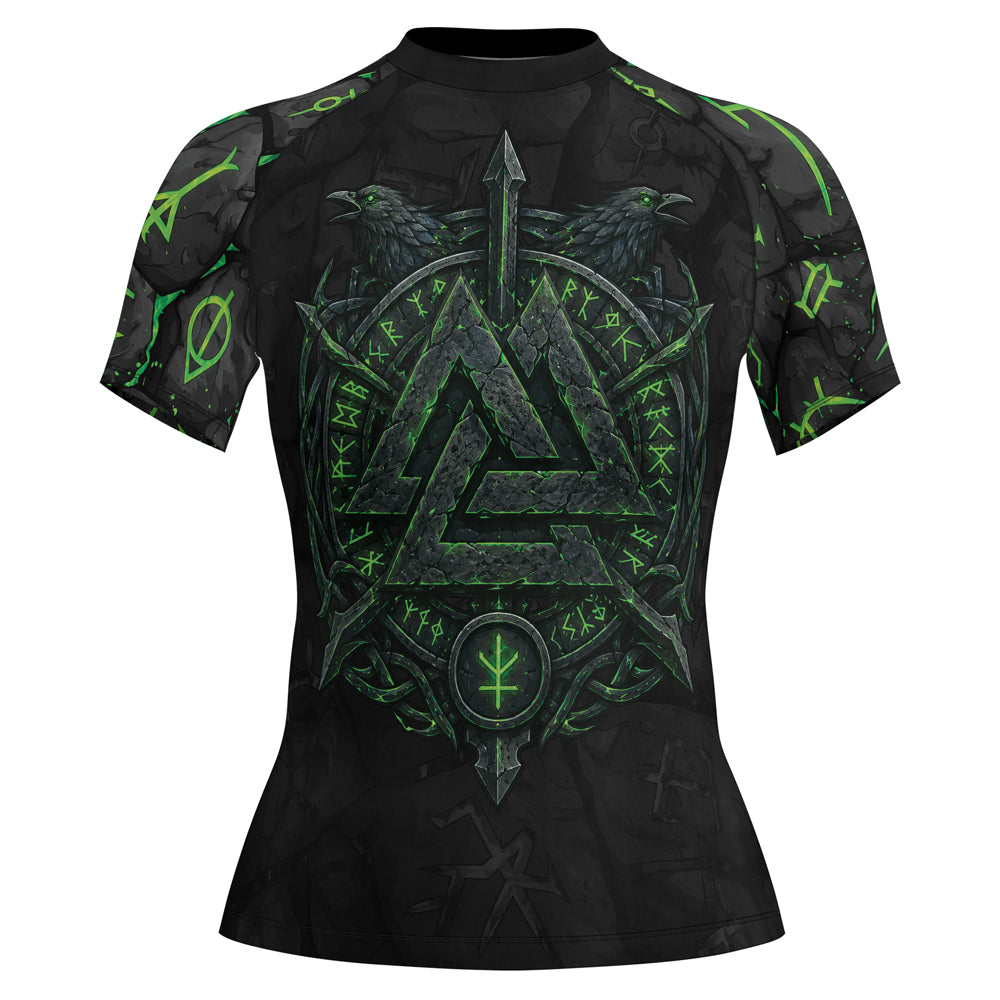 Rashninja Viking Raven Vegvisir Women's Short Sleeve Rash Guard
