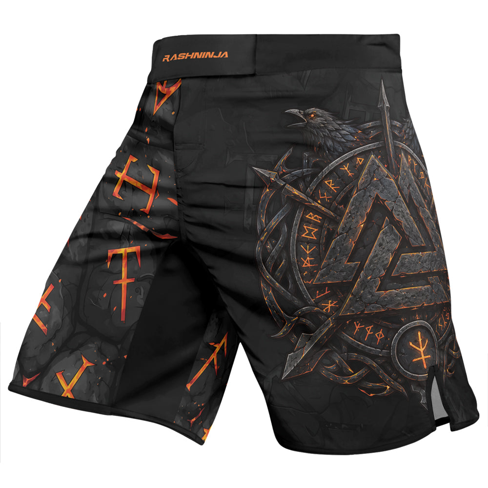 Rashninja Viking Raven Vegvisir Men's Fight Shorts