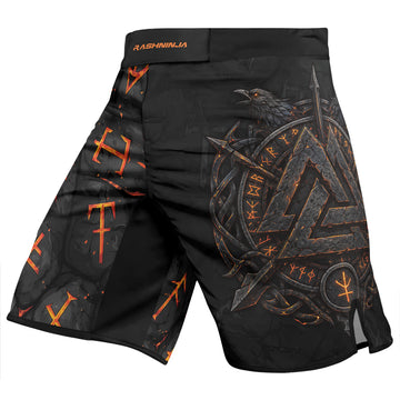 Rashninja Viking Raven Vegvisir Men's Fight Shorts