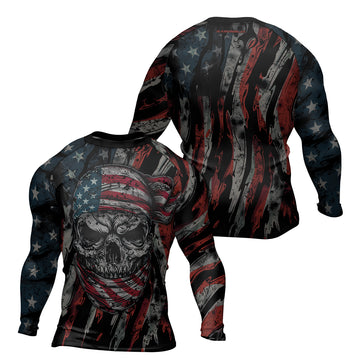 Rashninja Patriot Skull Bandana Men's Long Sleeve Rash Guard