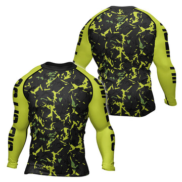 Rashninja Neon Green Camouflage Men's Long Sleeve Rash Guard