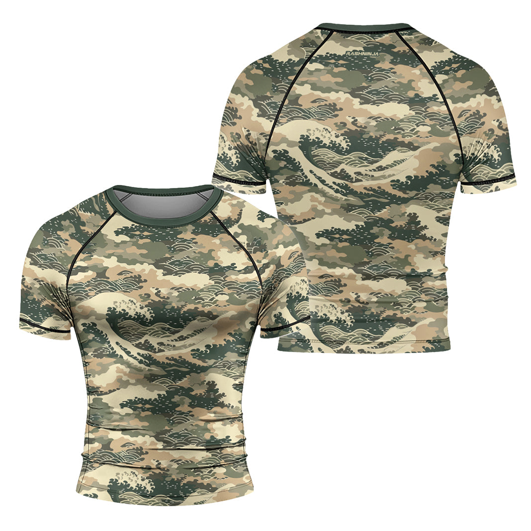 Rashninja Ocean Waves Camouflage Men's Short Sleeve Rash Guard