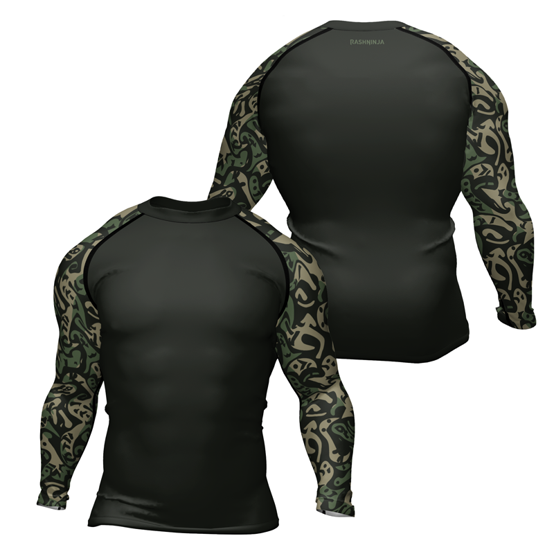 Rashninja Military Abstract Camouflage Men's Long Sleeve Rash Guard