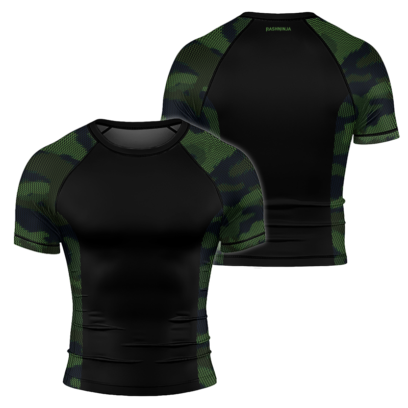 Rashninja Military Woodland Camouflage Men's Short Sleeve Rash Guard