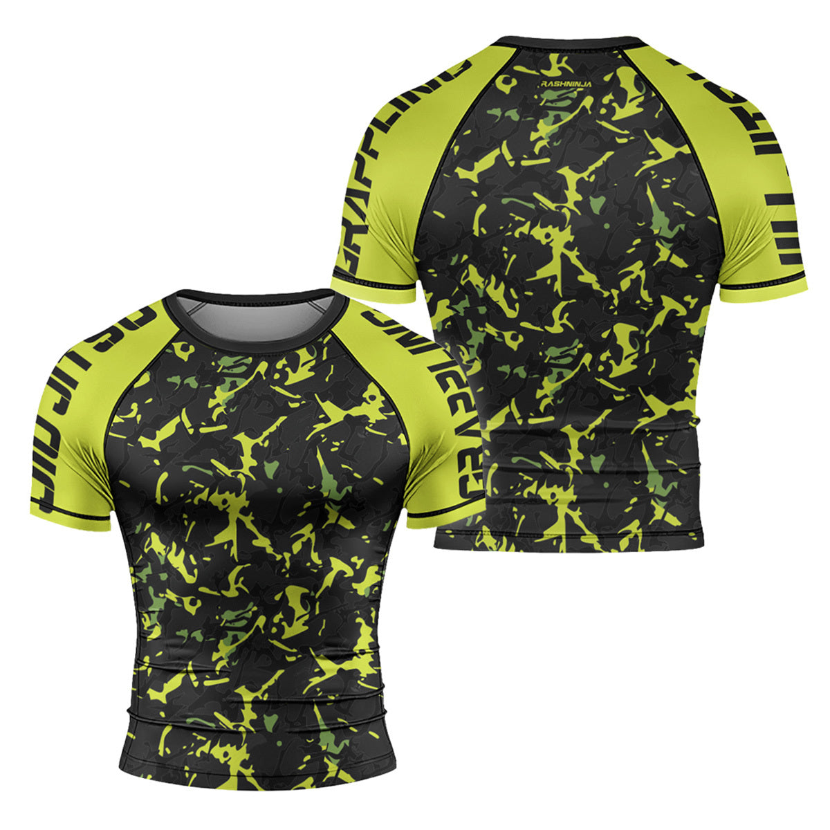 Army Green Rash Guard Rashninja Neon Green Camouflage Men's Short Sleeve Rash Guard