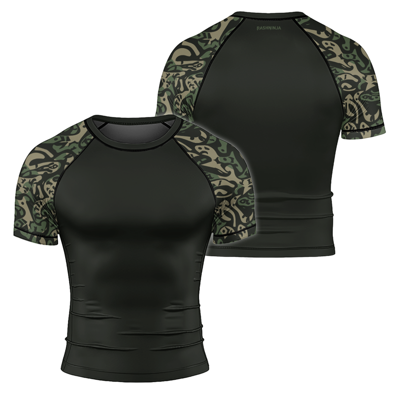 Rashninja Military Abstract Camouflage Men's Short Sleeve Rash Guard