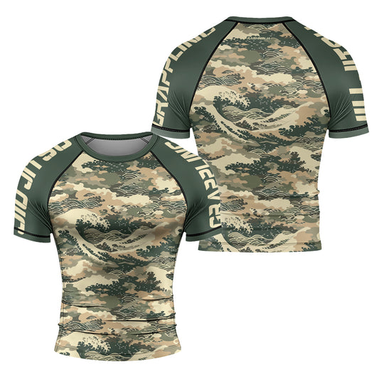 Rashninja Ocean Waves Camouflage Men's Short Sleeve Rash Guard