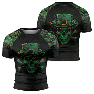 Rashninja Skully O’Shamrock Men's Short Sleeve Rash Guard