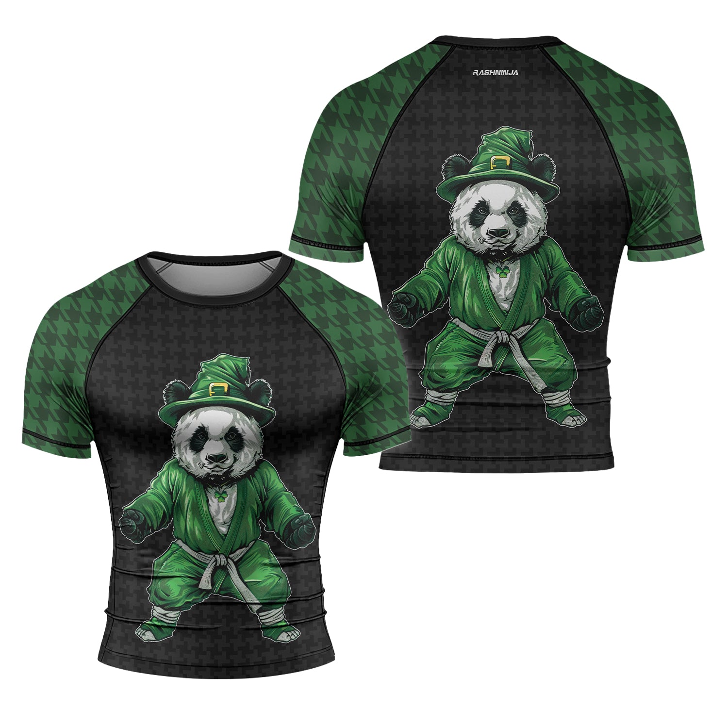 Rashninja Irish Kungfu Panda Men's Short Sleeve Rash Guard Patrick