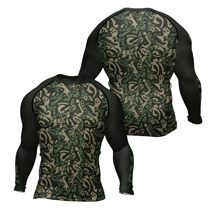 Rashninja Military Abstract Camouflage Men's Long Sleeve Rash Guard