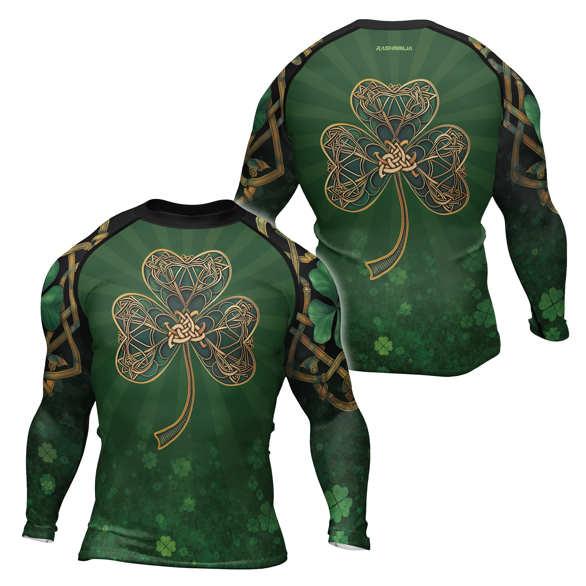 Rashninja Lucky Celtic Clover Men's Long Sleeve Rash Guard