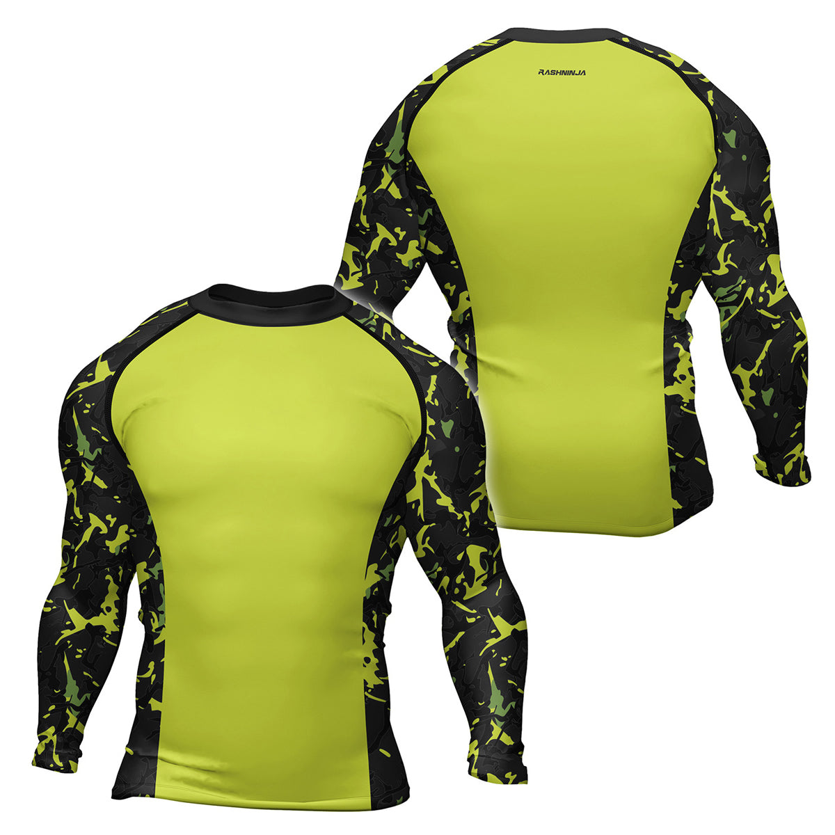 Rashninja Neon Green Camouflage Men's Long Sleeve Rash Guard