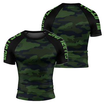 Rashninja Military Woodland Camouflage Men's Short Sleeve Rash Guard