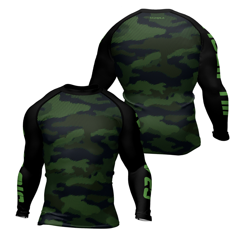 Rashninja Military Woodland Camouflage Men's Long Sleeve Rash Guard