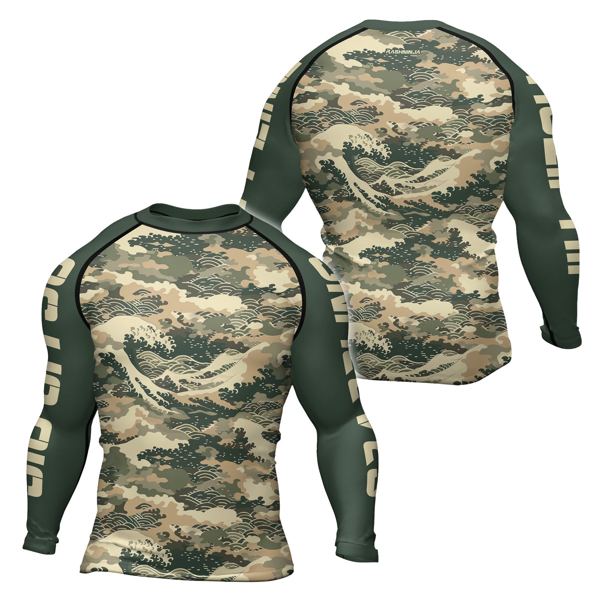 Rashninja Ocean Waves Camouflage Men's Long Sleeve Rash Guard