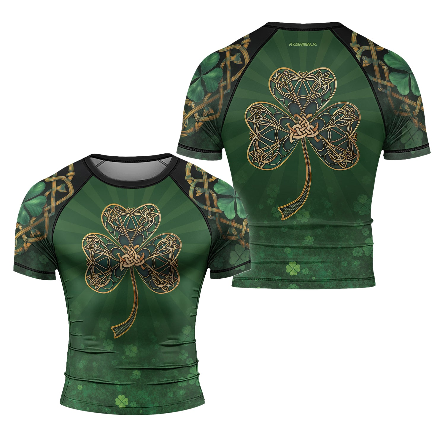 Rashninja Lucky Celtic Clover Men's Short Sleeve Rash Guard Patrick