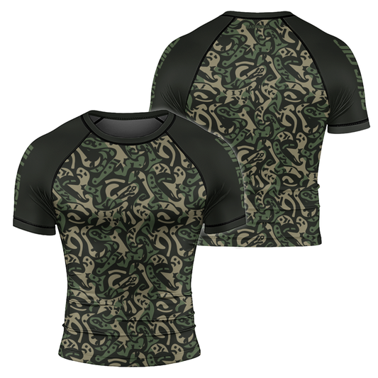 Rashninja Military Abstract Camouflage Men's Short Sleeve Rash Guard